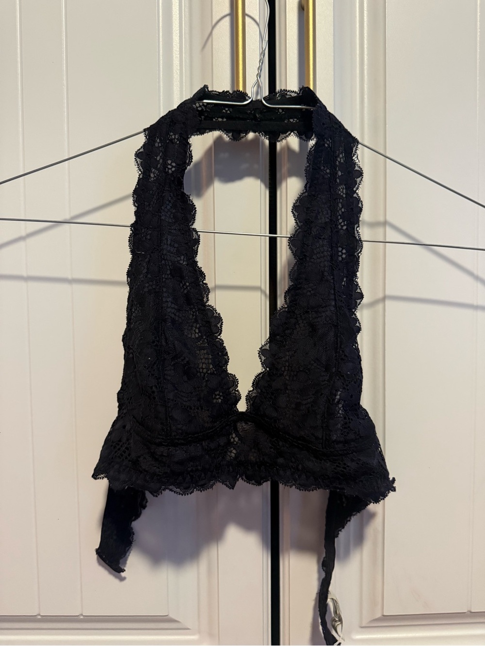 Free People Black Lace Halter Bralette